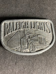 Vintage Raleigh Lights Cigarettes Semi-Truck Trucking Belt Buckle