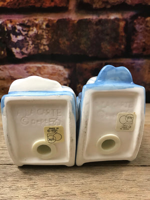 Vintage Ceramic Early Century Couple Drinking Coffee in Rocking Chair Salt & Pepper Shakers Dept 56-1950’s