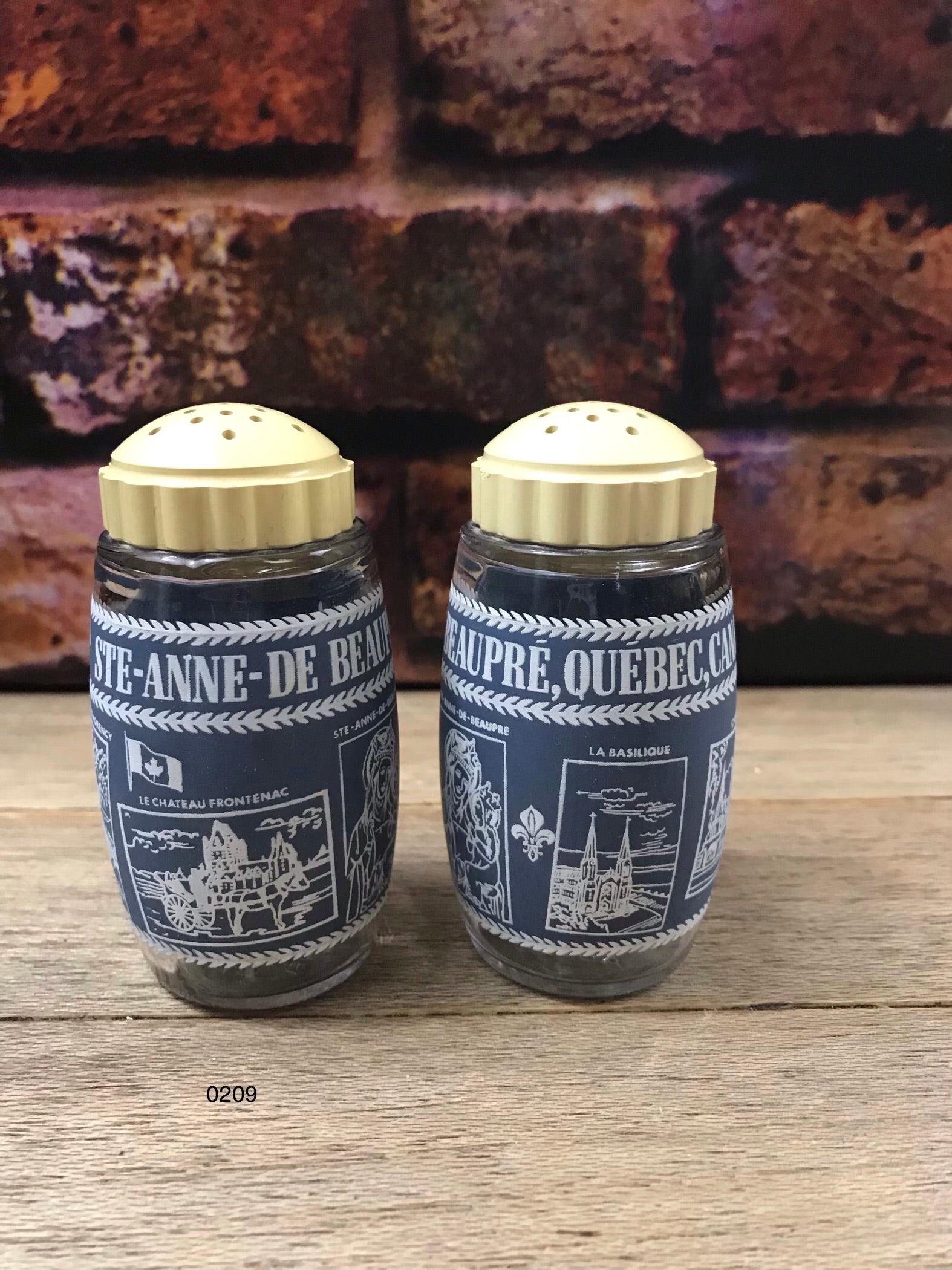 Vintage Ste-Anne-De Beauregard Quebec Canada Glass Salt & Pepper Shakers